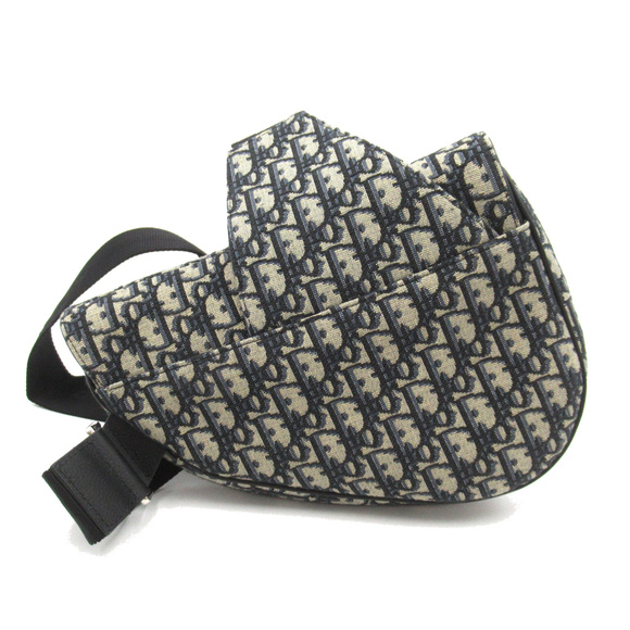 Dior Shoulder Saddle Bag Canvas Navy Oblique - Picture 1 of 10